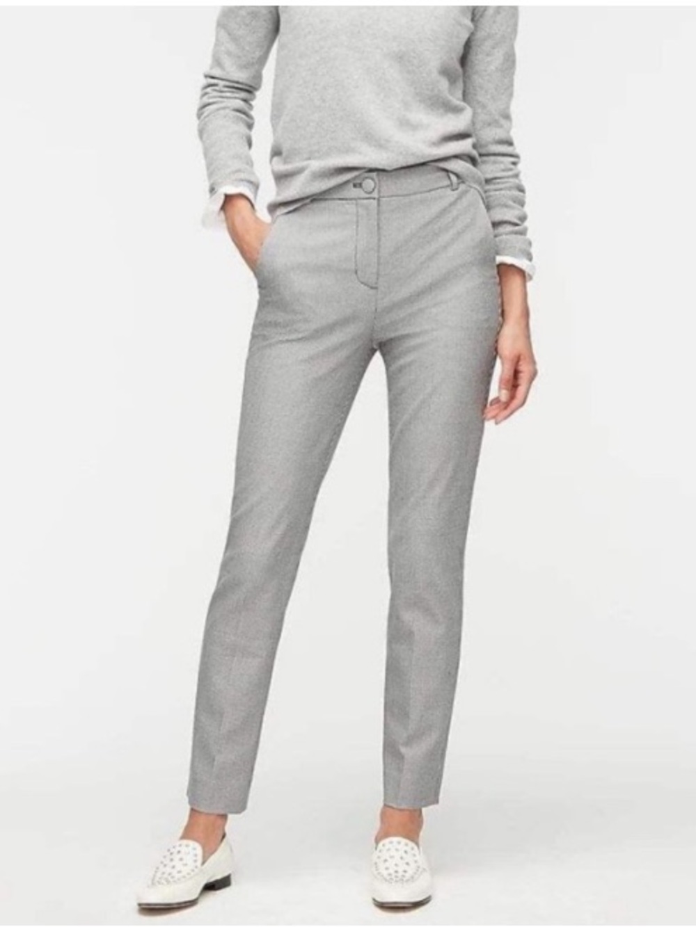 J. Crew Cameron Houndstooth Plaid High Rise Trouser Ankle Pant Preppy Black 8